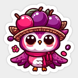 Plum Owl Paradise: Whimsical Nature-Inspired Design Sticker